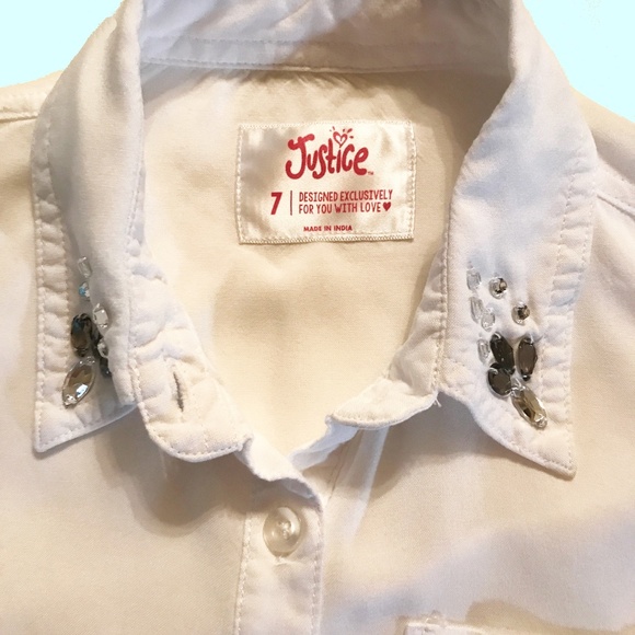JUSTICE GIRL'S WHITE 100% RAYON TOP SIZE 7 - Picture 3 of 4